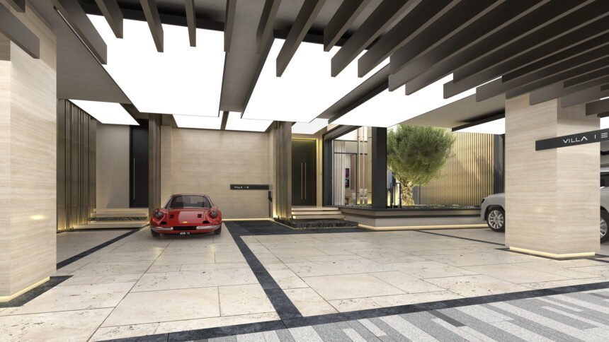 Private parking equipped with EV charging stations